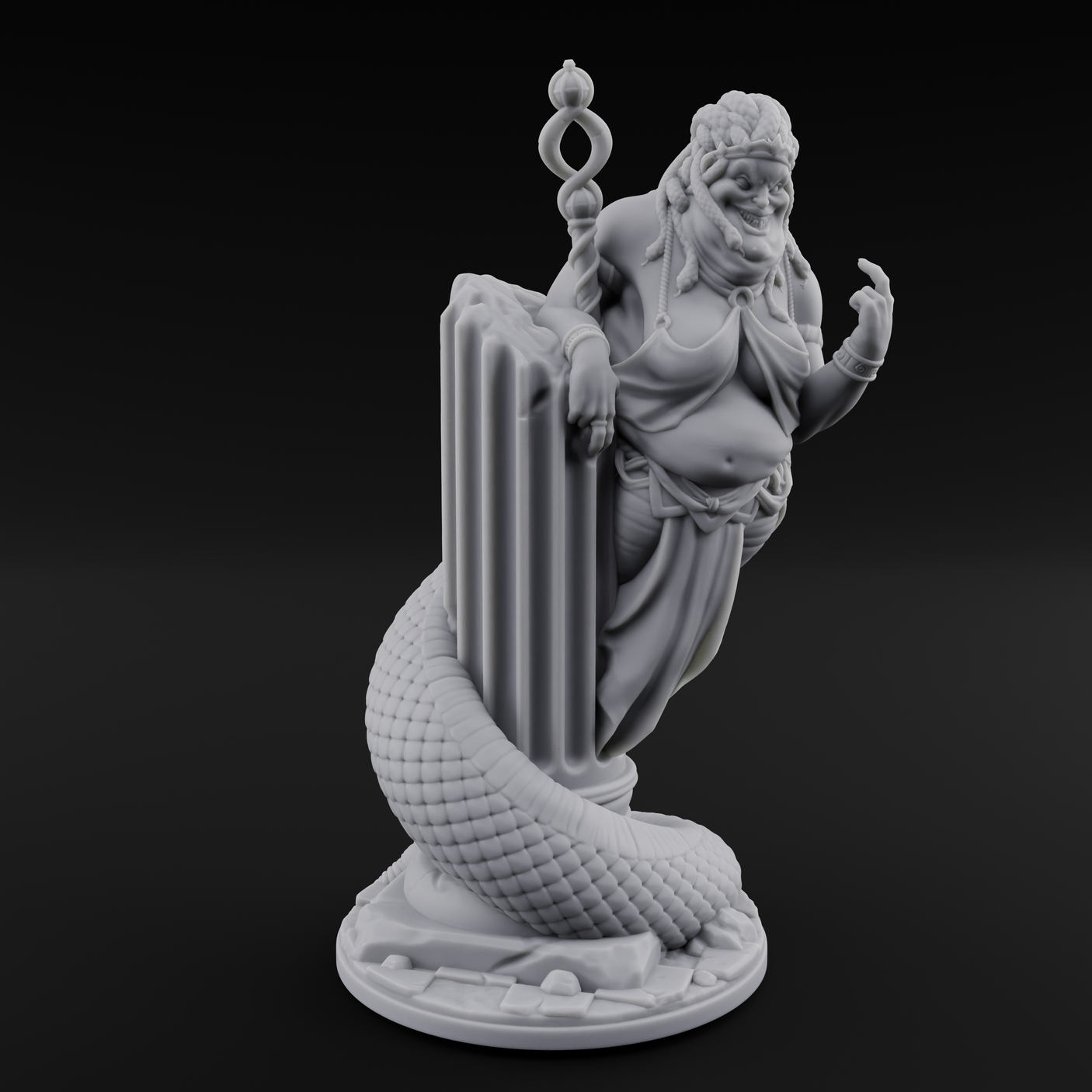 Serpentine Medusa Sorceress Miniature for Dungeons and Dragons, Pathfinder or other TTRPGs