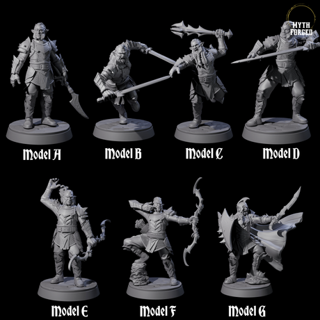 Seven Classic Hobgoblin Raiders Miniature for Dungeons and Dragons, Pathfinder or other TTRPGs
