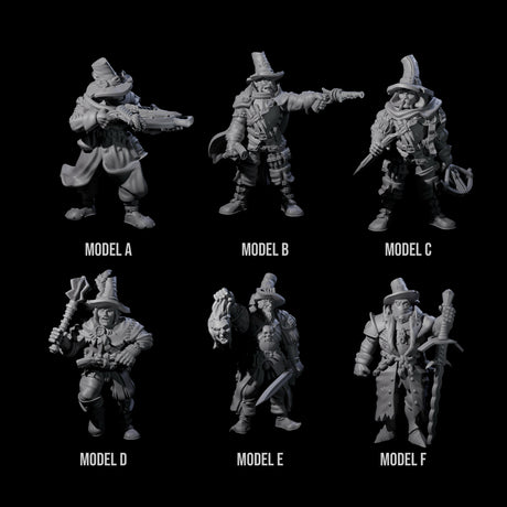 Seven Inquisition Hunters Miniature for Dungeons and Dragons, Pathfinder or other TTRPGs