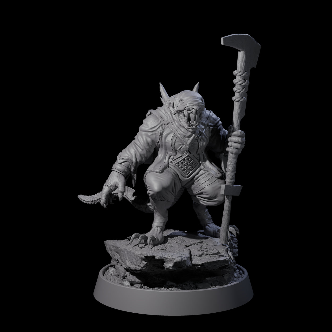 Sewer Dwelling Ratfolk C Miniature for Dungeons and Dragons, Pathfinder or other TTRPGs