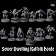 Sewer Dwelling Ratfolk Horde Miniature for Dungeons and Dragons, Pathfinder or other TTRPGs