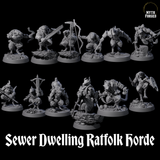 Sewer Dwelling Ratfolk Horde Miniature for Dungeons and Dragons, Pathfinder or other TTRPGs