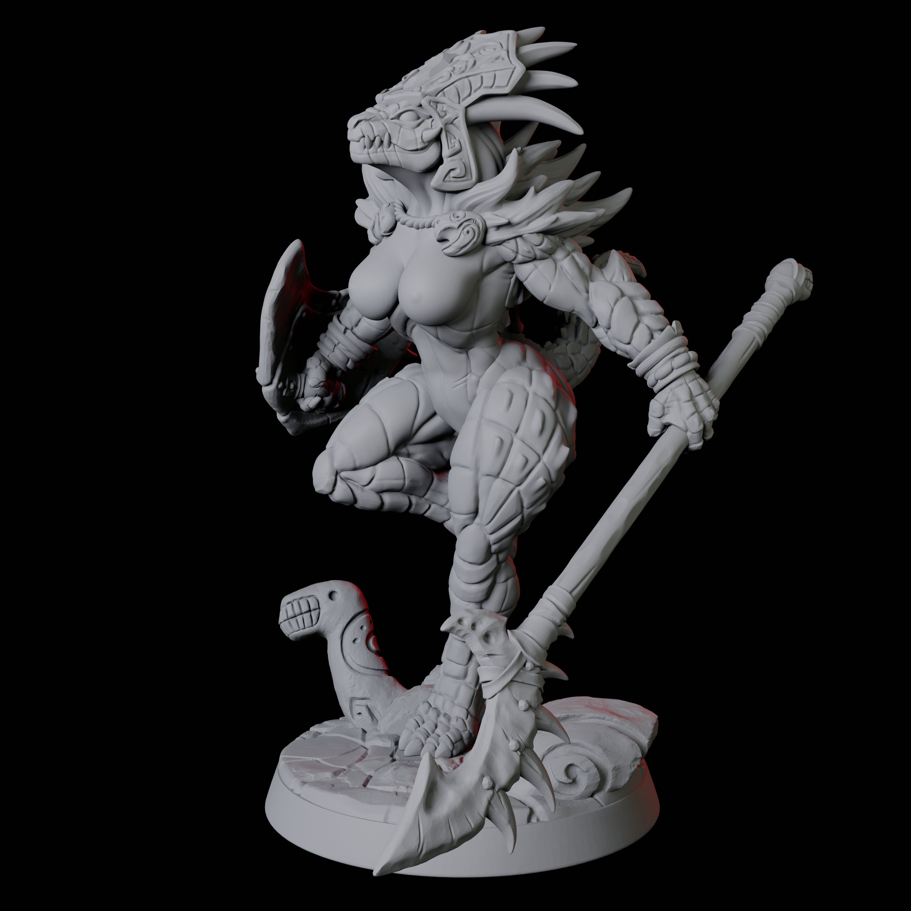 Sexy Frost Lizardfolk Pin-up Miniature for Dungeons and Dragons, Pathfinder or other TTRPGs