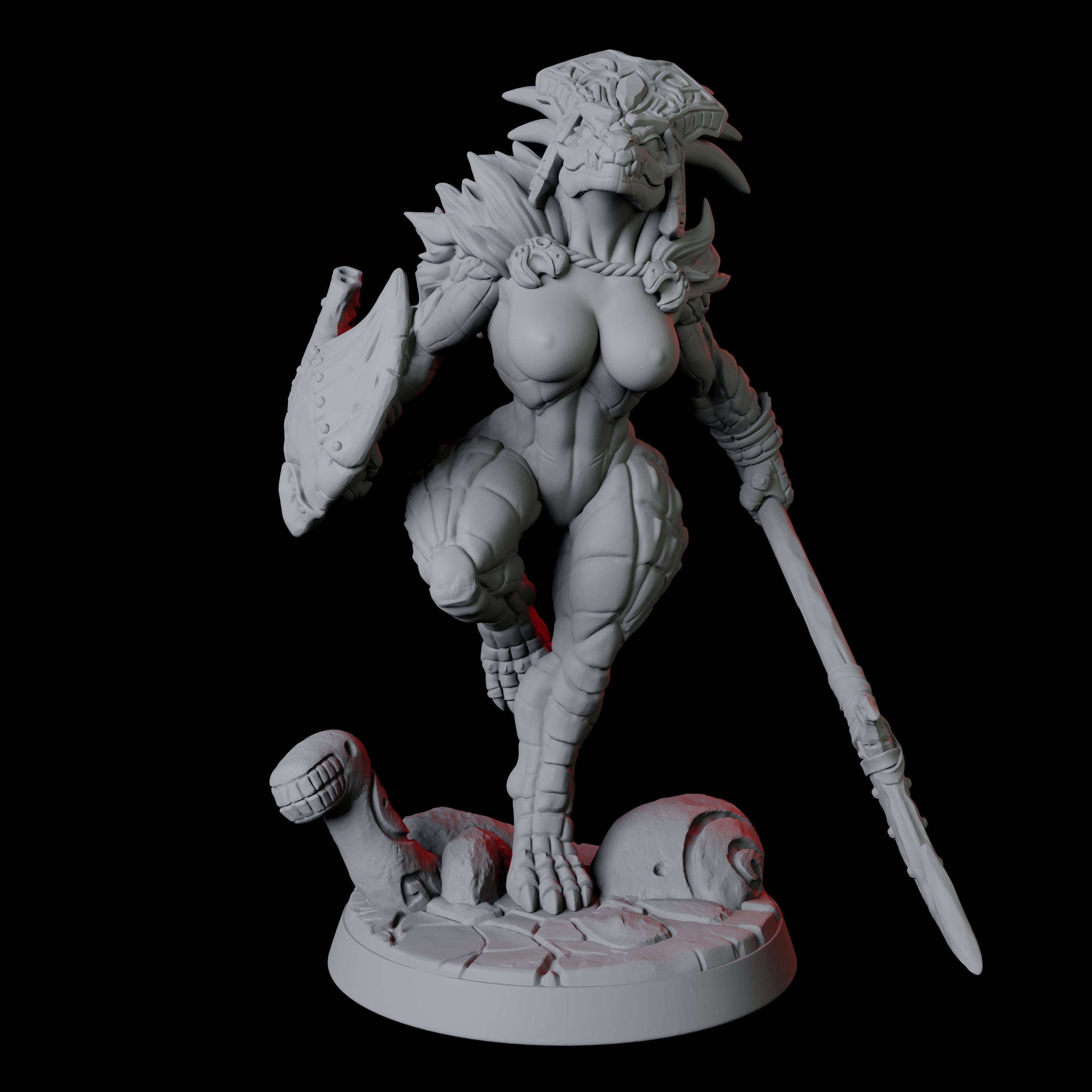 Sexy Frost Lizardfolk Pin-up Miniature for Dungeons and Dragons, Pathfinder or other TTRPGs