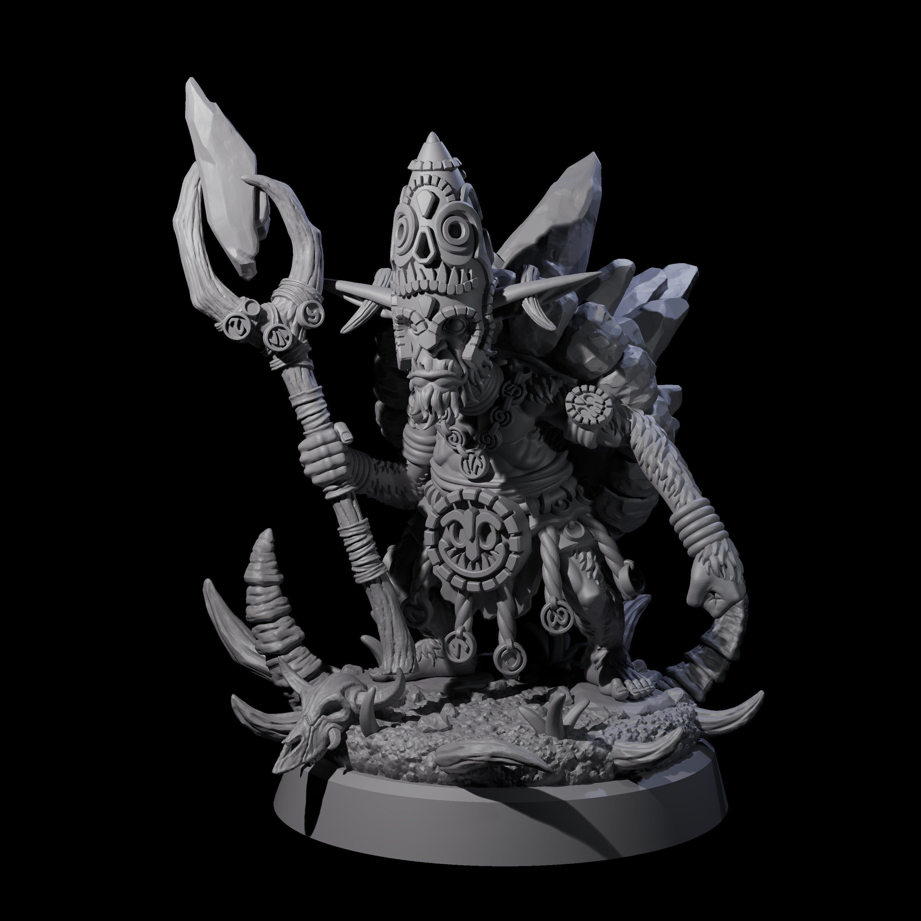 Shell Wearing Goblin Shaman Miniature for Dungeons and Dragons, Pathfinder or other TTRPGs