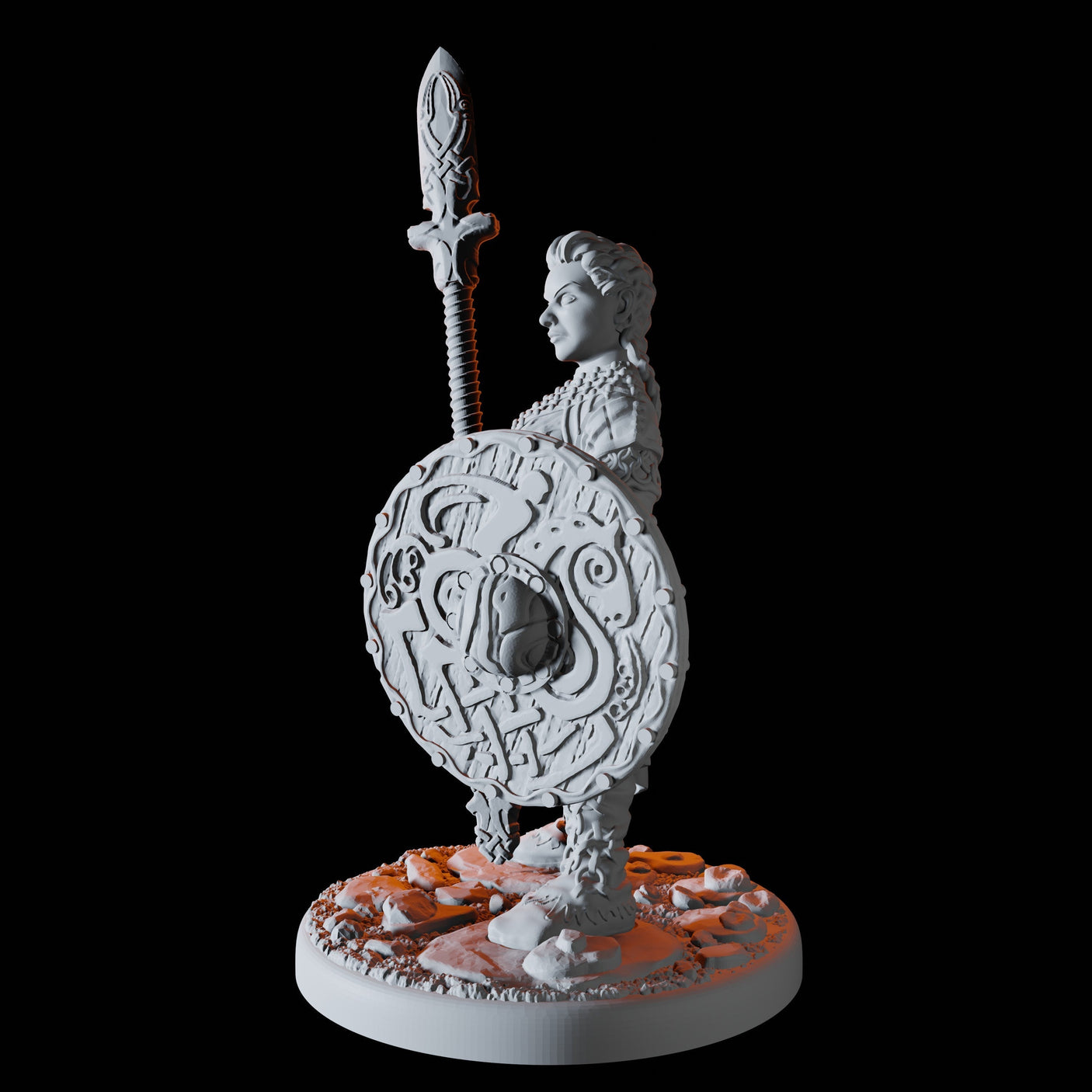 Shield Maiden Miniature for Dungeons and Dragons, Pathfinder or other TTRPGs