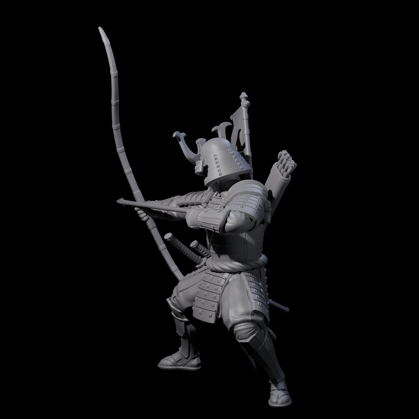 Shooting Samuari Miniature for Dungeons and Dragons, Pathfinder or other TTRPGs