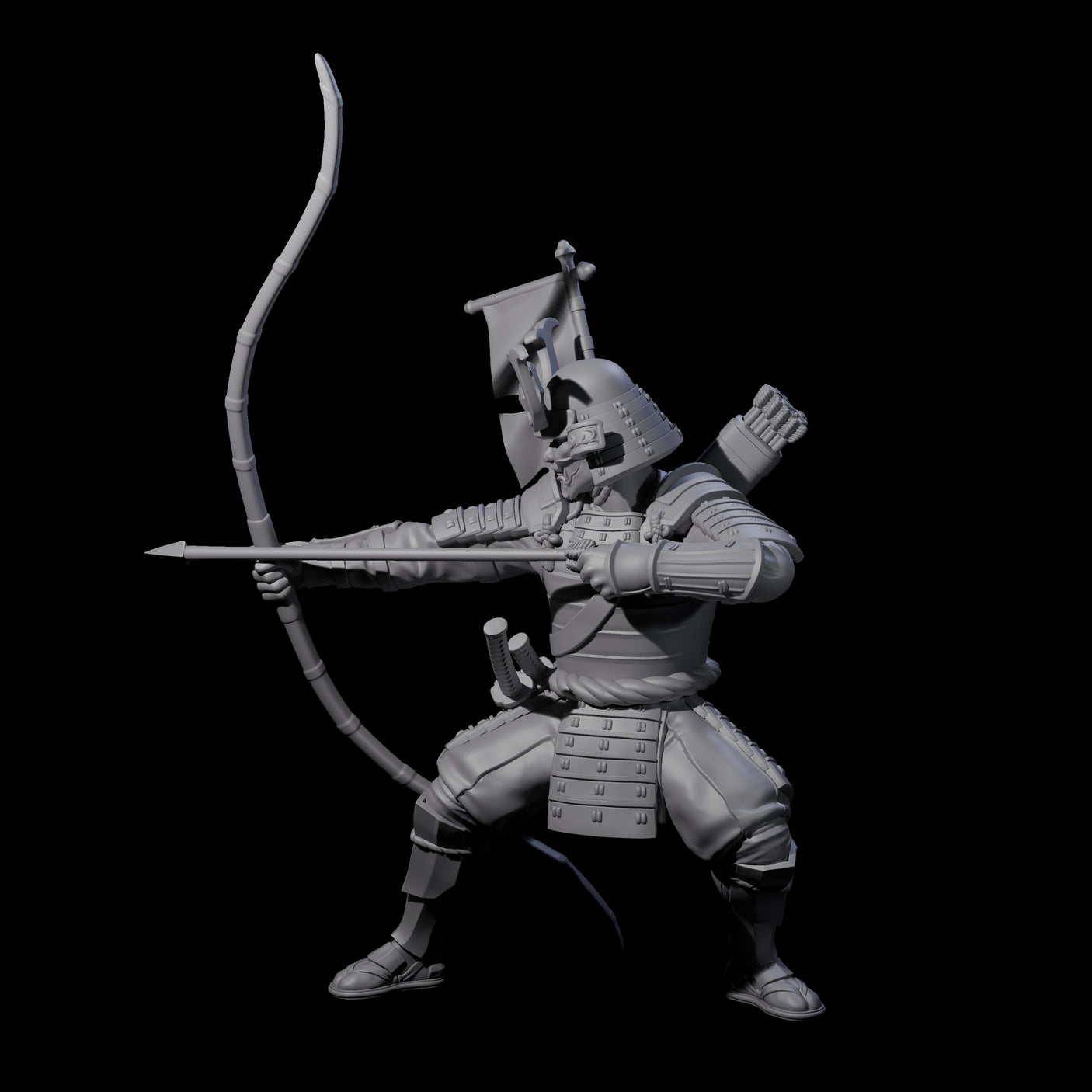 Shooting Samuari Miniature for Dungeons and Dragons, Pathfinder or other TTRPGs