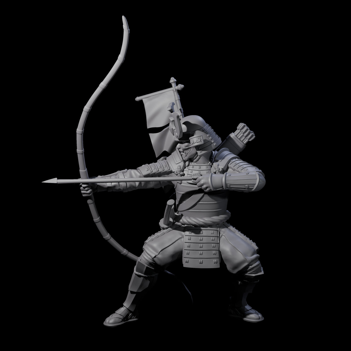 Shooting Samuari Miniature for Dungeons and Dragons, Pathfinder or other TTRPGs