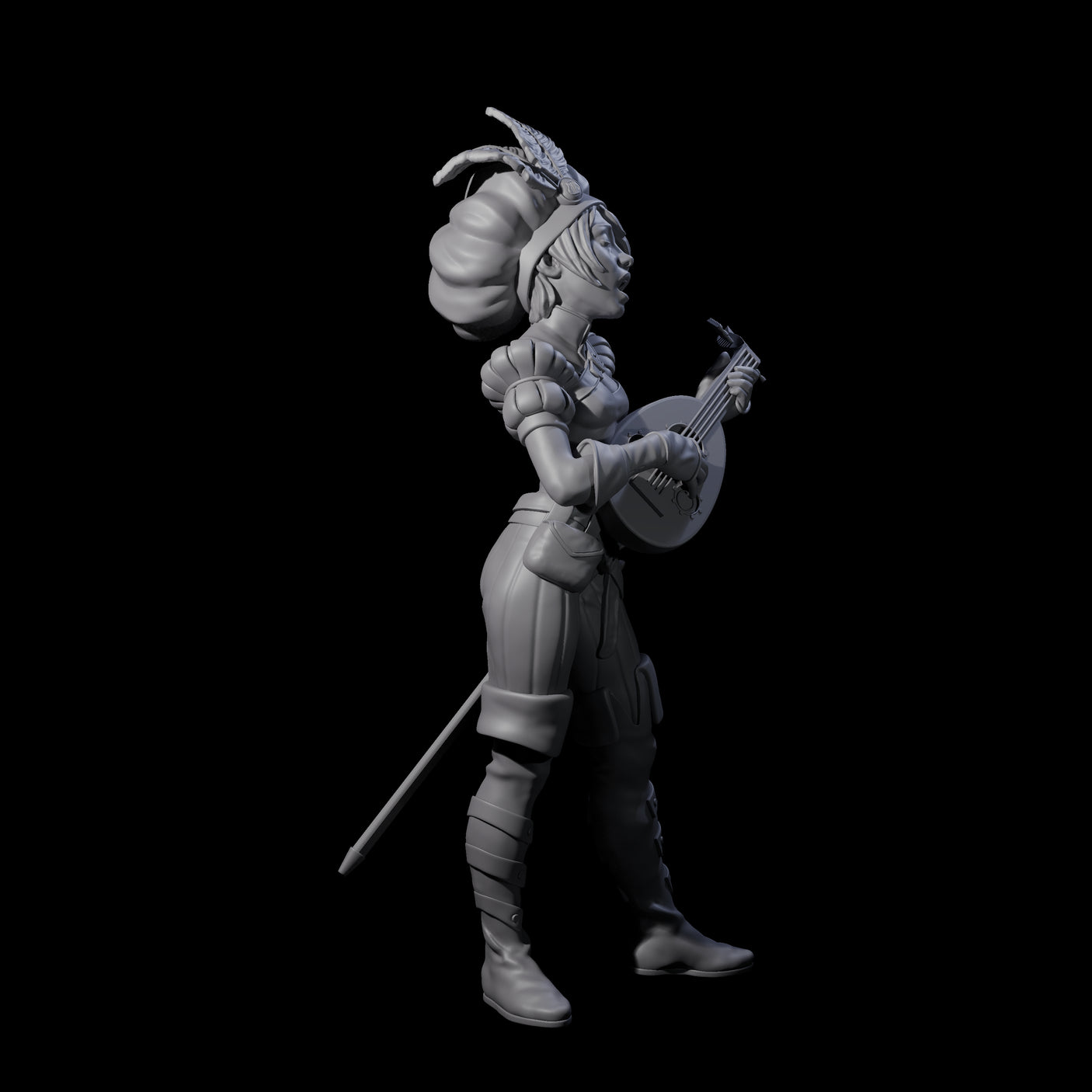 Singing and Strumming Bard Miniature for Dungeons and Dragons, Pathfinder or other TTRPGs