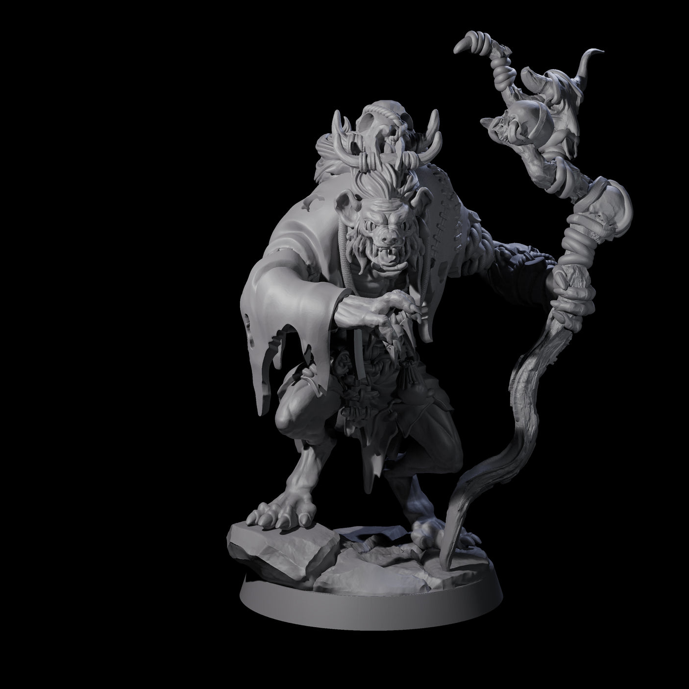 Sinister Gnoll Ruincaller Miniature for Dungeons and Dragons, Pathfinder or other TTRPGs