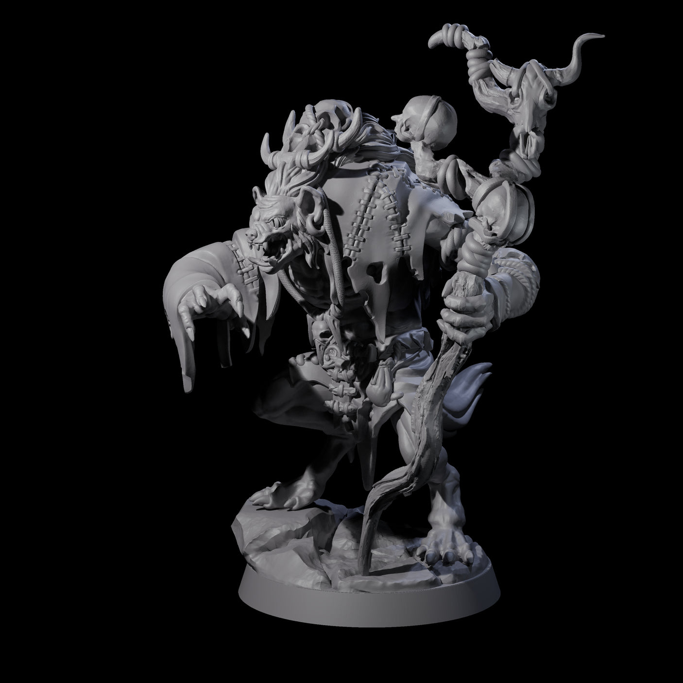 Sinister Gnoll Ruincaller Miniature for Dungeons and Dragons, Pathfinder or other TTRPGs