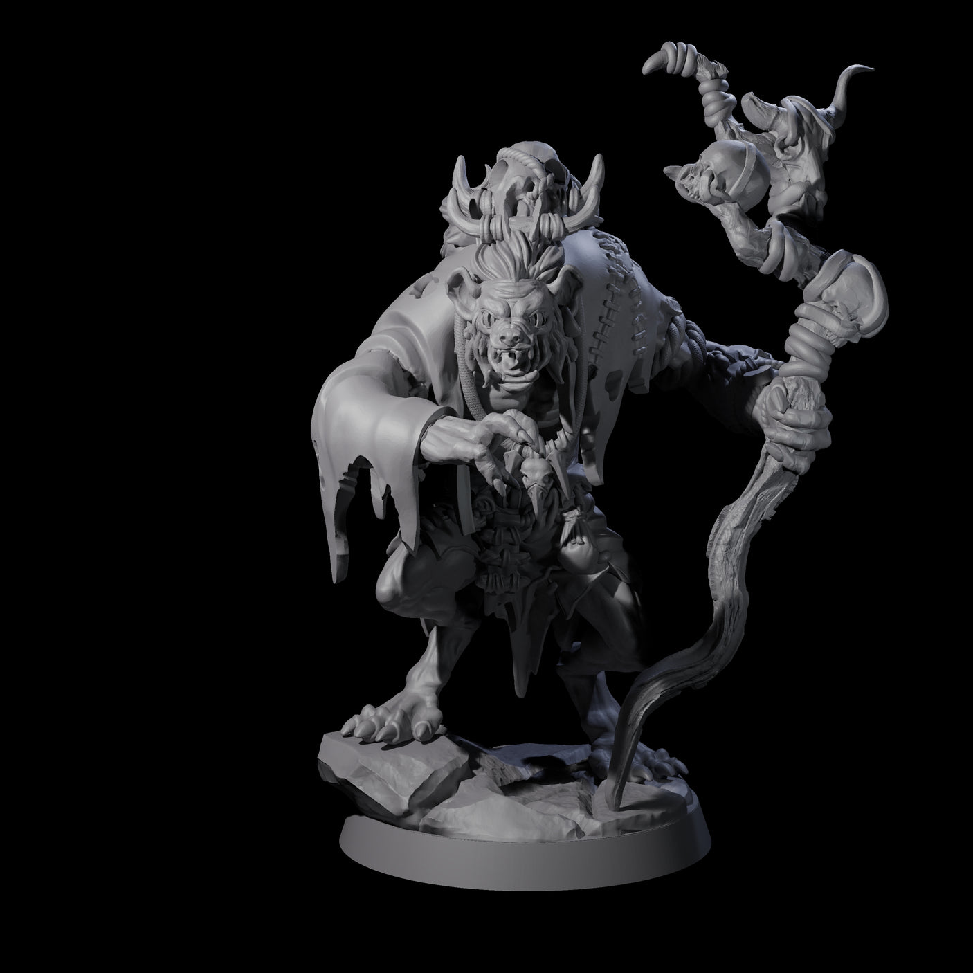 Sinister Gnoll Ruincaller Miniature for Dungeons and Dragons, Pathfinder or other TTRPGs