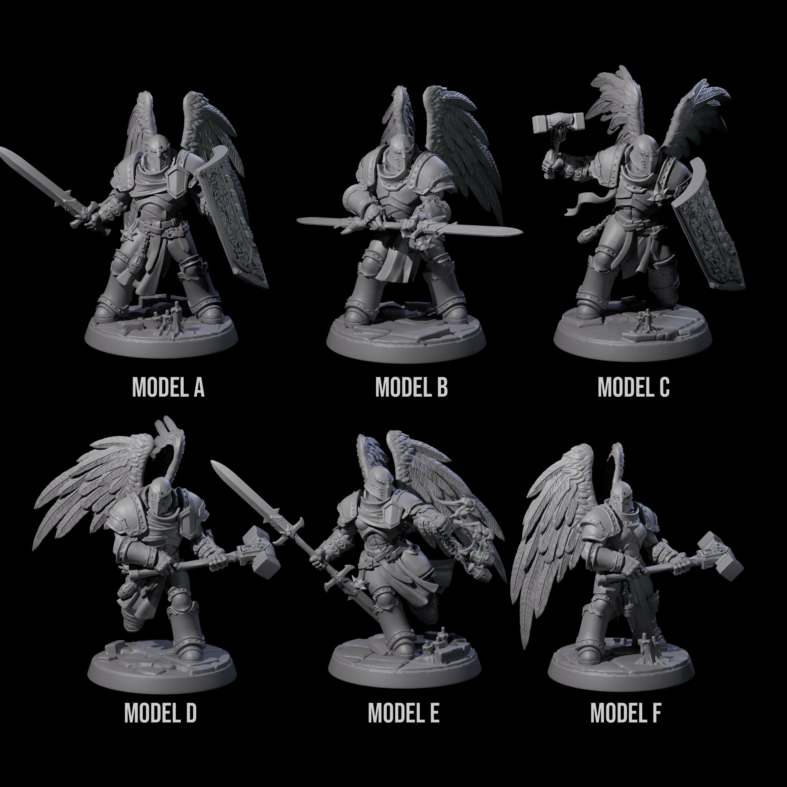 Six Celestial Foot Soliders Miniature for Dungeons and Dragons, Pathfinder or other TTRPGs