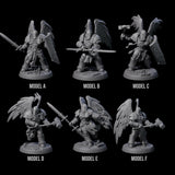 Six Celestial Foot Soliders Miniature for Dungeons and Dragons, Pathfinder or other TTRPGs