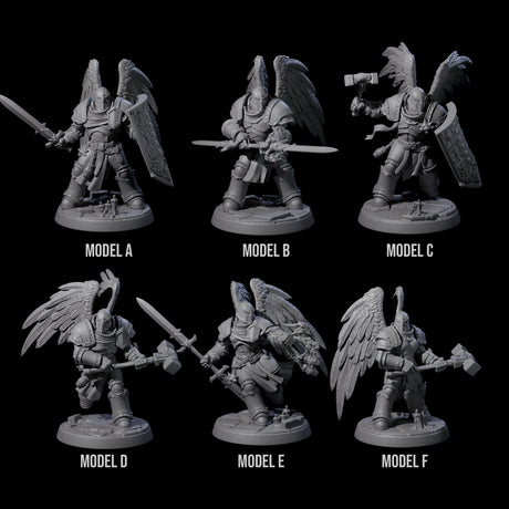 Six Celestial Foot Soliders Miniature for Dungeons and Dragons, Pathfinder or other TTRPGs