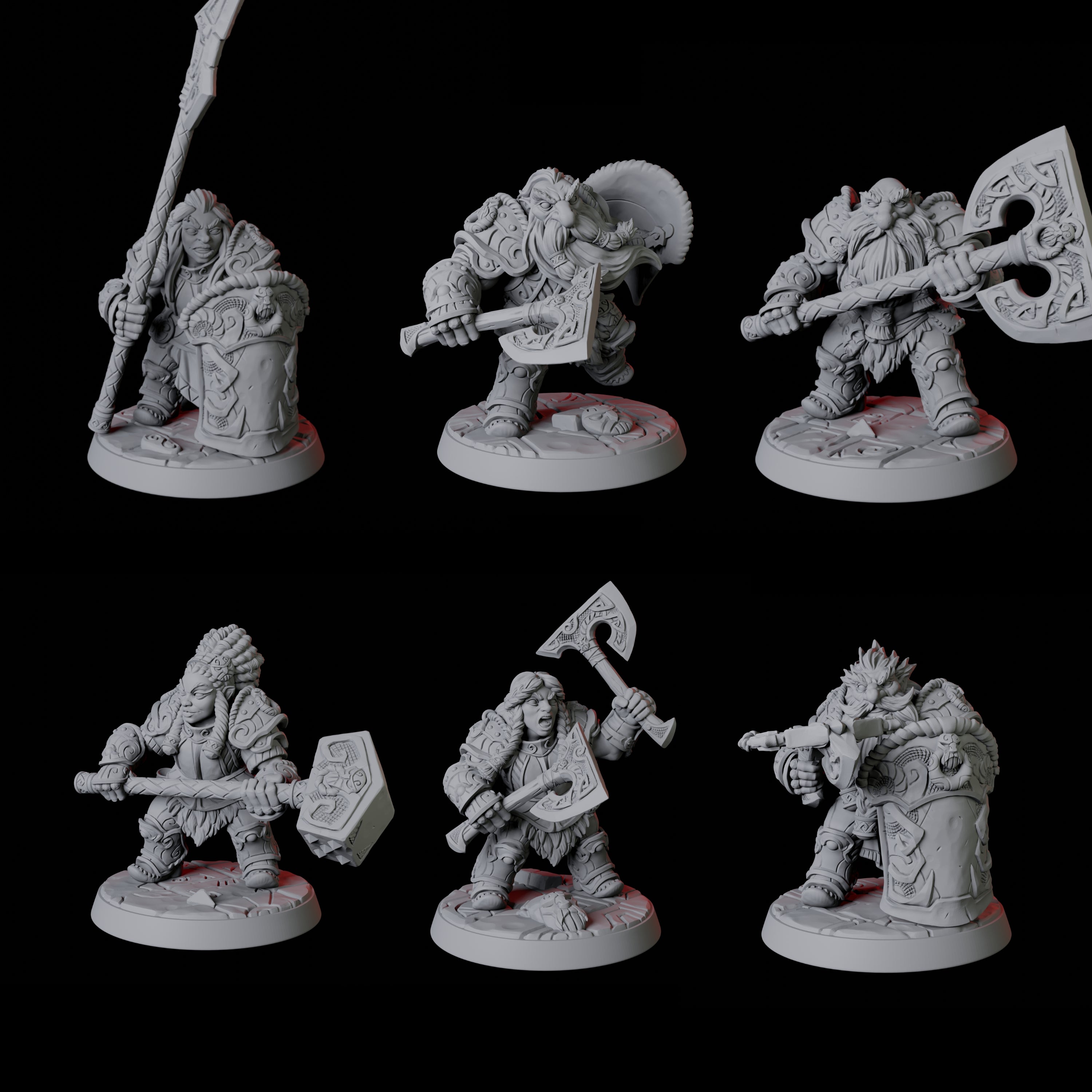 Six City Guard Dwarves Miniature for Dungeons and Dragons, Pathfinder or other TTRPGs