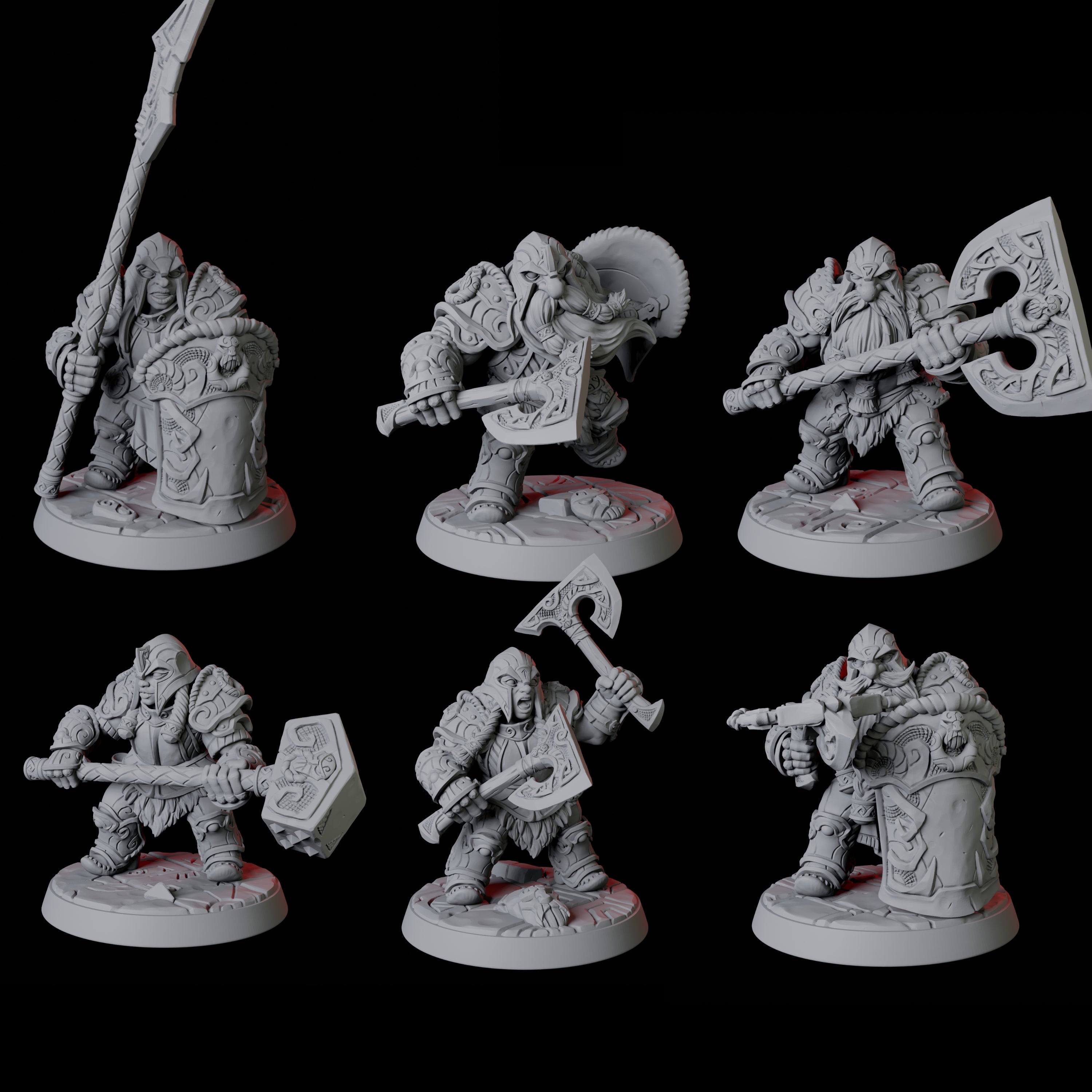 Six City Guard Dwarves Miniature for Dungeons and Dragons, Pathfinder or other TTRPGs