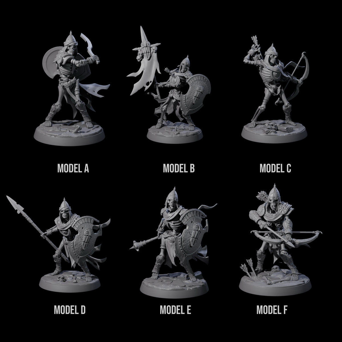 Six Clattering Skeletons Miniature for Dungeons and Dragons, Pathfinder or other TTRPGs