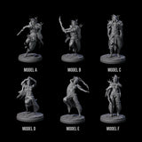 Six Cloaked Dark Elf Assassins Miniature for Dungeons and Dragons, Pathfinder or other TTRPGs