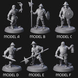 Six Cobbled Together Militia Miniature for Dungeons and Dragons, Pathfinder or other TTRPGs