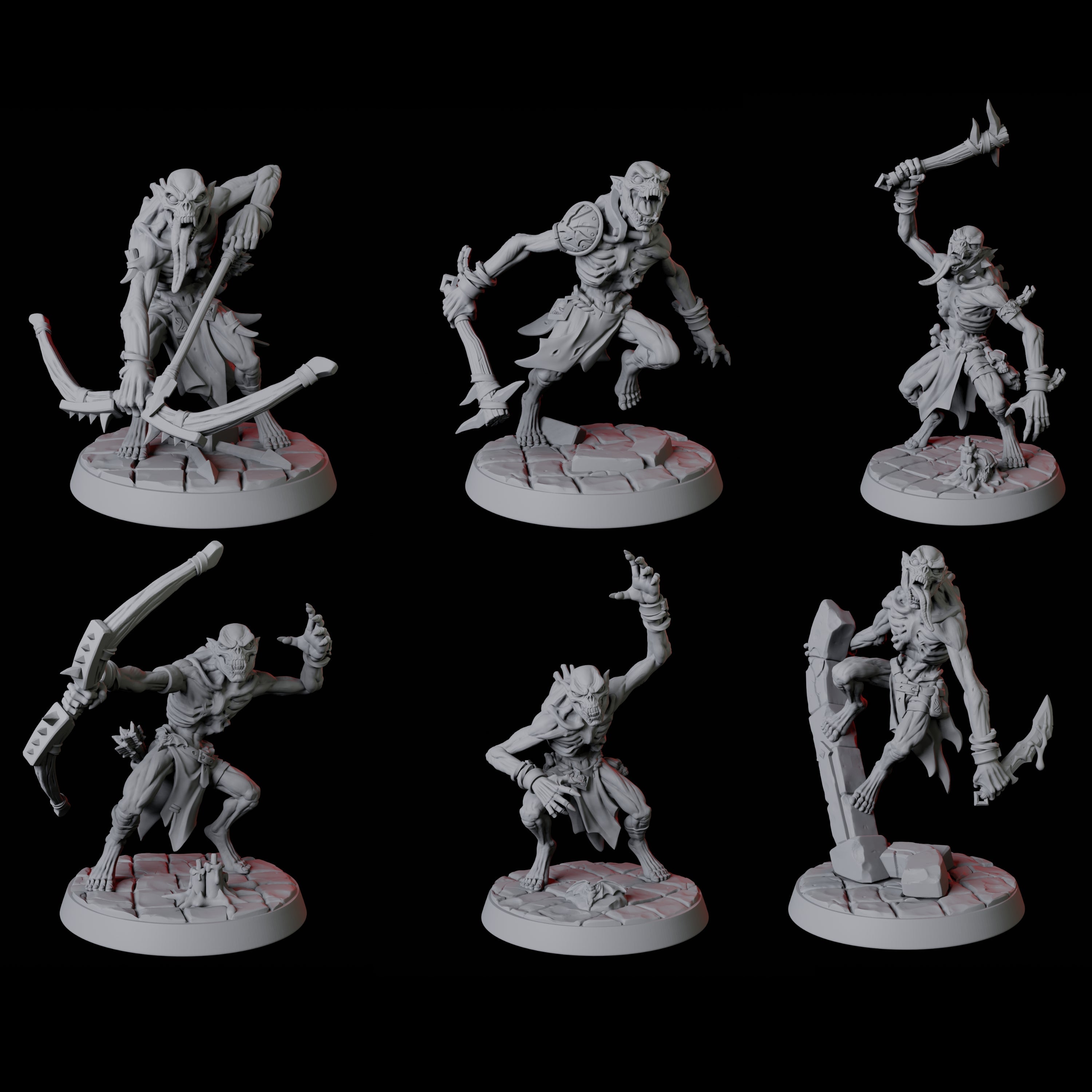 Six Creeping Ghouls Miniature for Dungeons and Dragons, Pathfinder or other TTRPGs