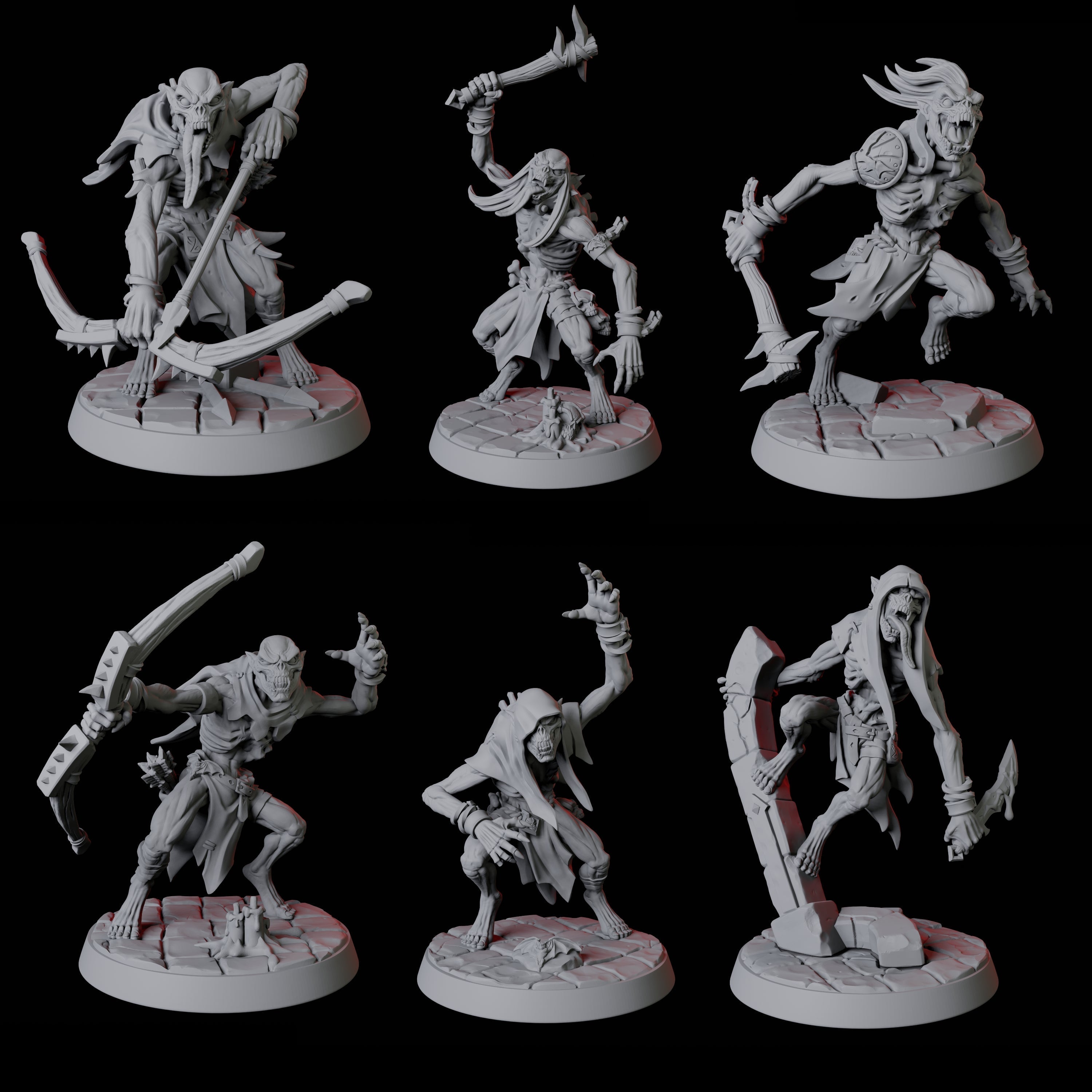 Six Creeping Ghouls Miniature for Dungeons and Dragons, Pathfinder or other TTRPGs