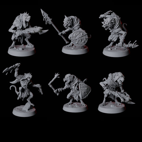 Six Cunning Ratfolk Soldiers Miniature for Dungeons and Dragons, Pathfinder or other TTRPGs