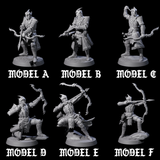 Six Dragon Archers Miniature for Dungeons and Dragons, Pathfinder or other TTRPGs