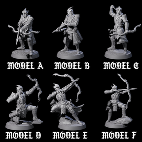 Six Dragon Archers Miniature for Dungeons and Dragons, Pathfinder or other TTRPGs
