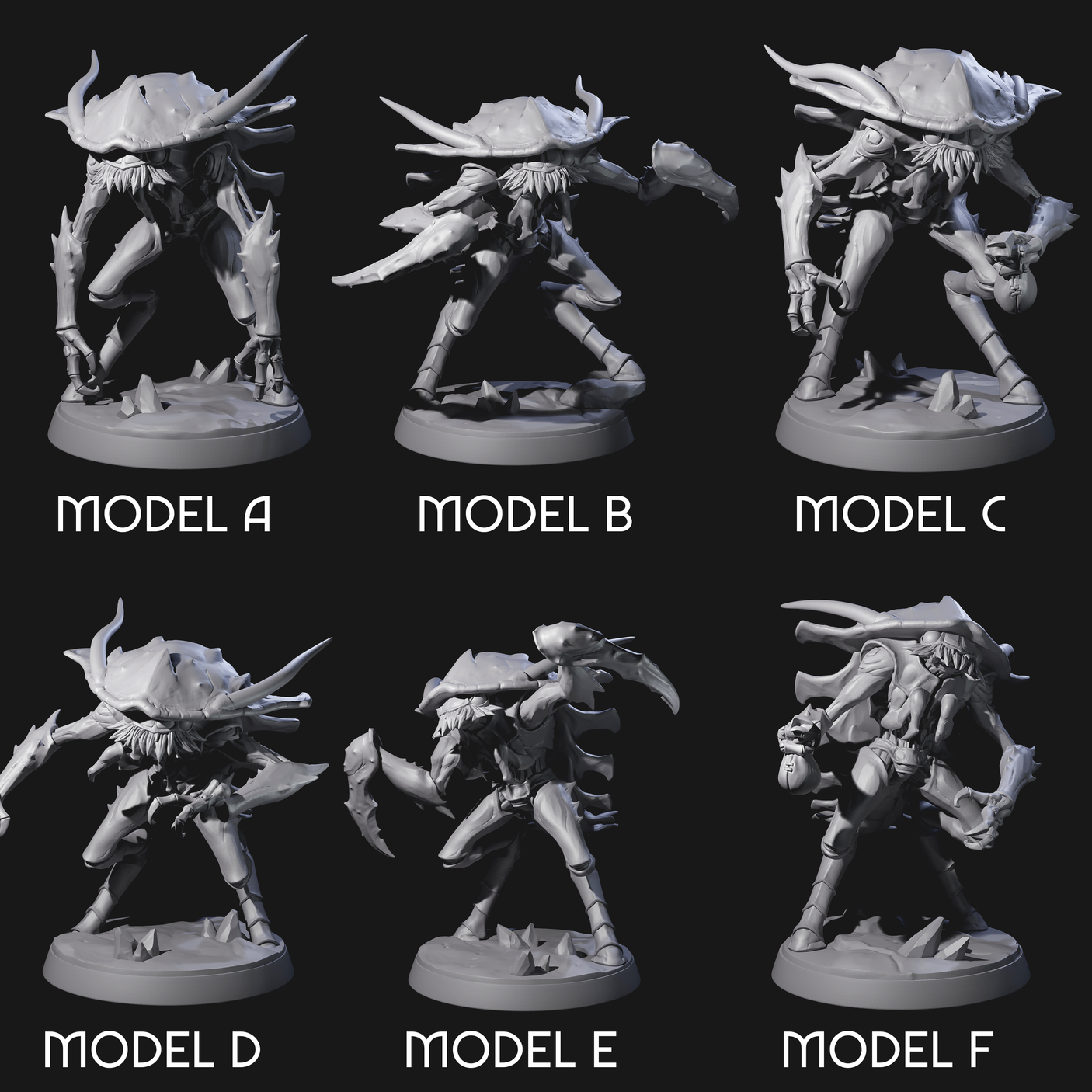 Six Droning Thri-kreen Thralls Miniature for Dungeons and Dragons, Pathfinder or other TTRPGs