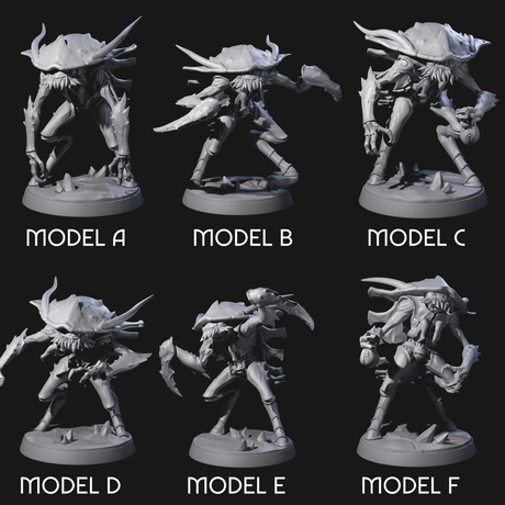 Six Droning Thri-kreen Thralls Miniature for Dungeons and Dragons, Pathfinder or other TTRPGs