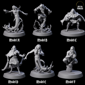Six Fishy Deep Ones Miniature for Dungeons and Dragons, Pathfinder or other TTRPGs