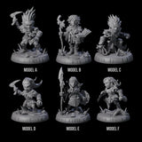 Six Galavanting Forest Halflings Miniature for Dungeons and Dragons, Pathfinder or other TTRPGs