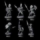 Six Greek Inspired Spear Hoplites Miniature for Dungeons and Dragons, Pathfinder or other TTRPGs