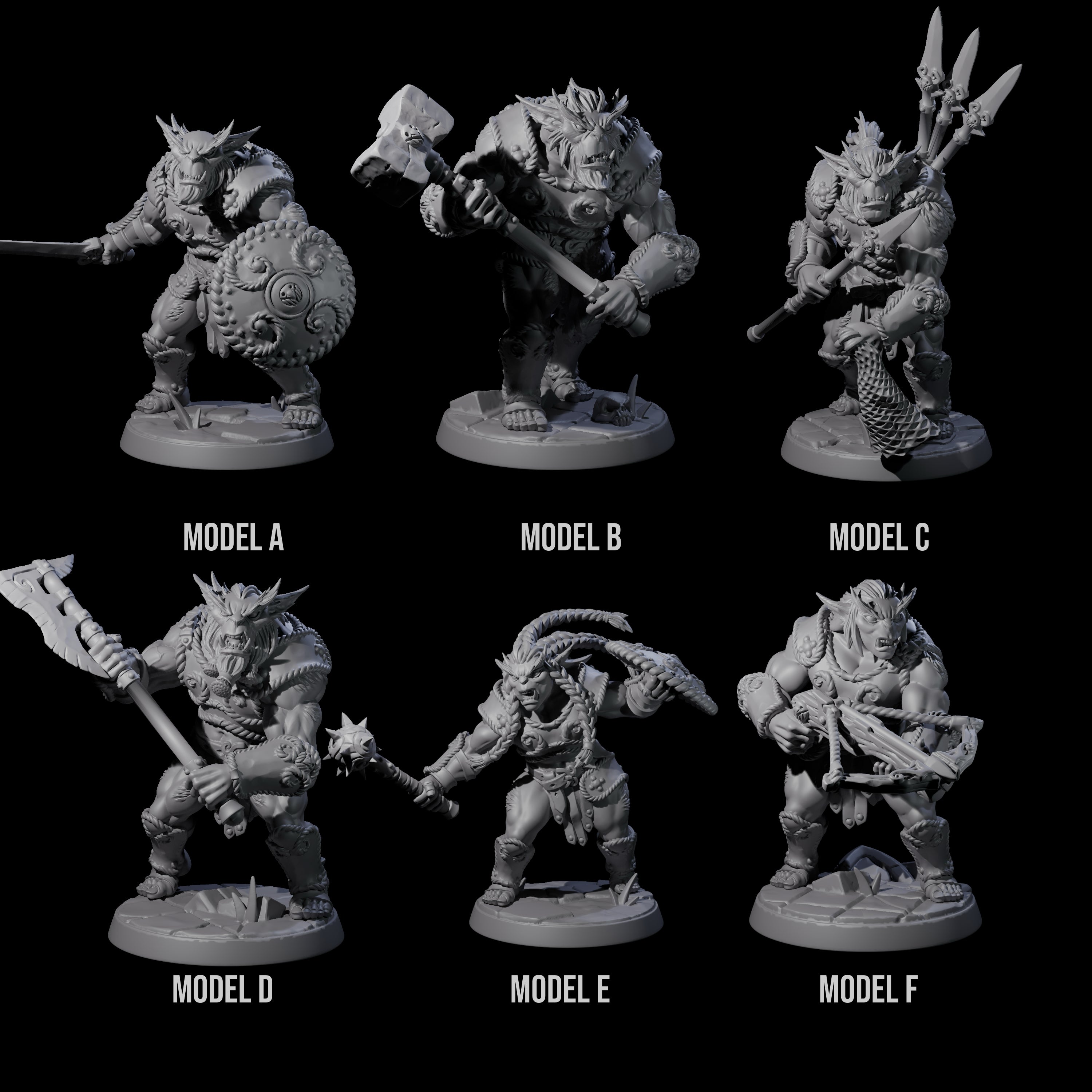 Six Grimy Bugbears Miniature for Dungeons and Dragons, Pathfinder or other TTRPGs