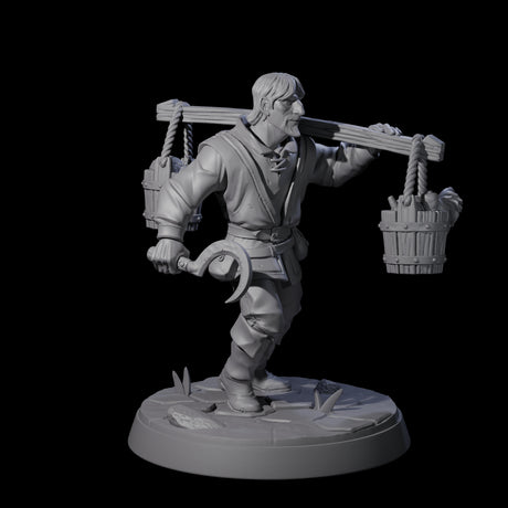 Six Hard Working Villagers Miniature for Dungeons and Dragons, Pathfinder or other TTRPGs