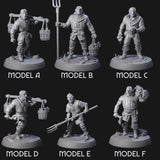 Six Hard Working Villagers Miniature for Dungeons and Dragons, Pathfinder or other TTRPGs