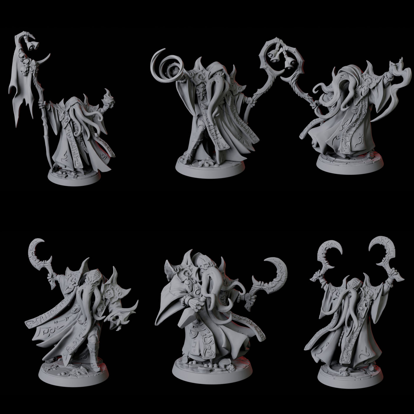 Six Ilithid Elders Miniature for Dungeons and Dragons, Pathfinder or other TTRPGs