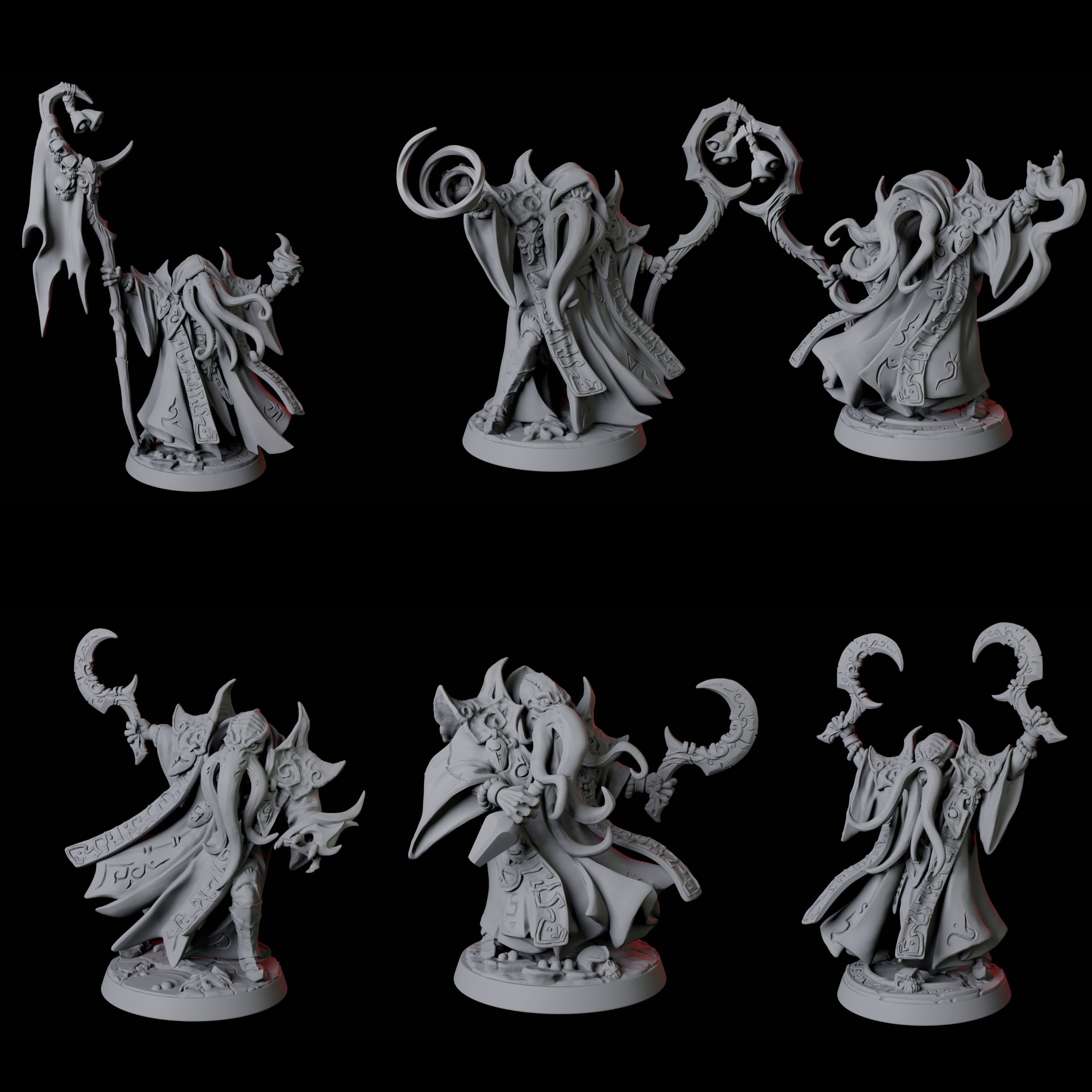 Six Ilithid Elder Miniatures for Dungeons and Dragons - Myth Forged