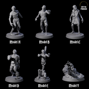 Six Lurching Zombies Miniature for Dungeons and Dragons, Pathfinder or other TTRPGs