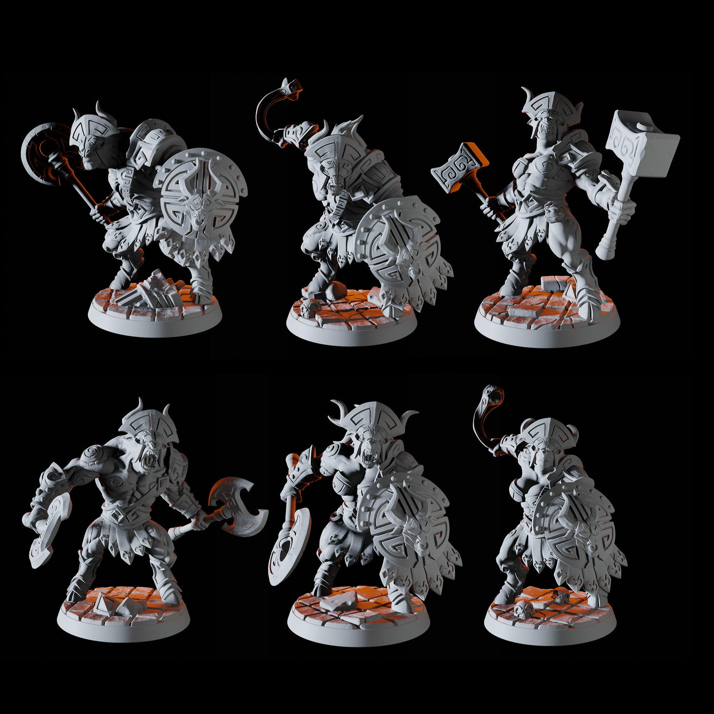 Six Minotaur Warriors - Bundle Miniature for Dungeons and Dragons, Pathfinder or other TTRPGs
