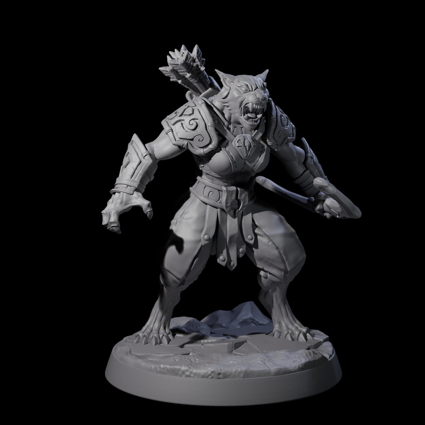 Six Muscular Leonin Warriors Miniature for Dungeons and Dragons, Pathfinder or other TTRPGs