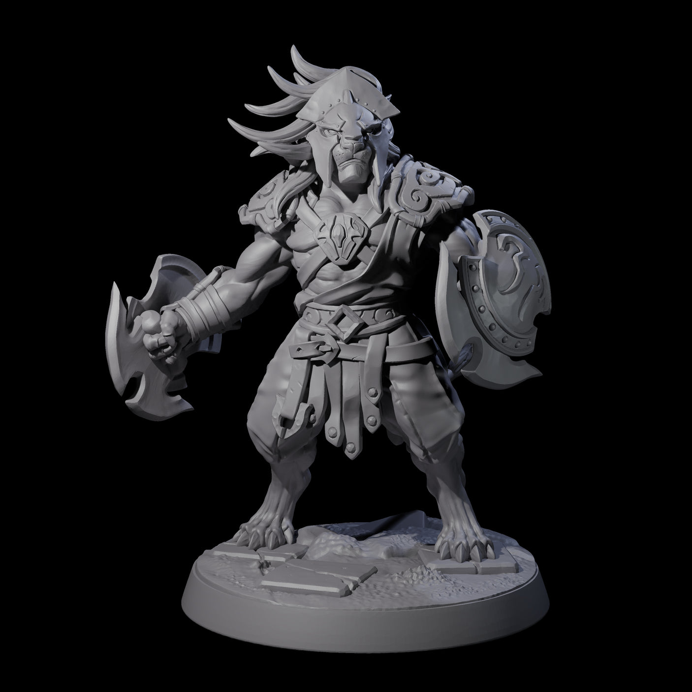 Six Muscular Leonin Warriors Miniature for Dungeons and Dragons, Pathfinder or other TTRPGs