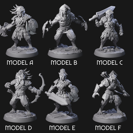 Six Muscular Leonin Warriors Miniature for Dungeons and Dragons, Pathfinder or other TTRPGs