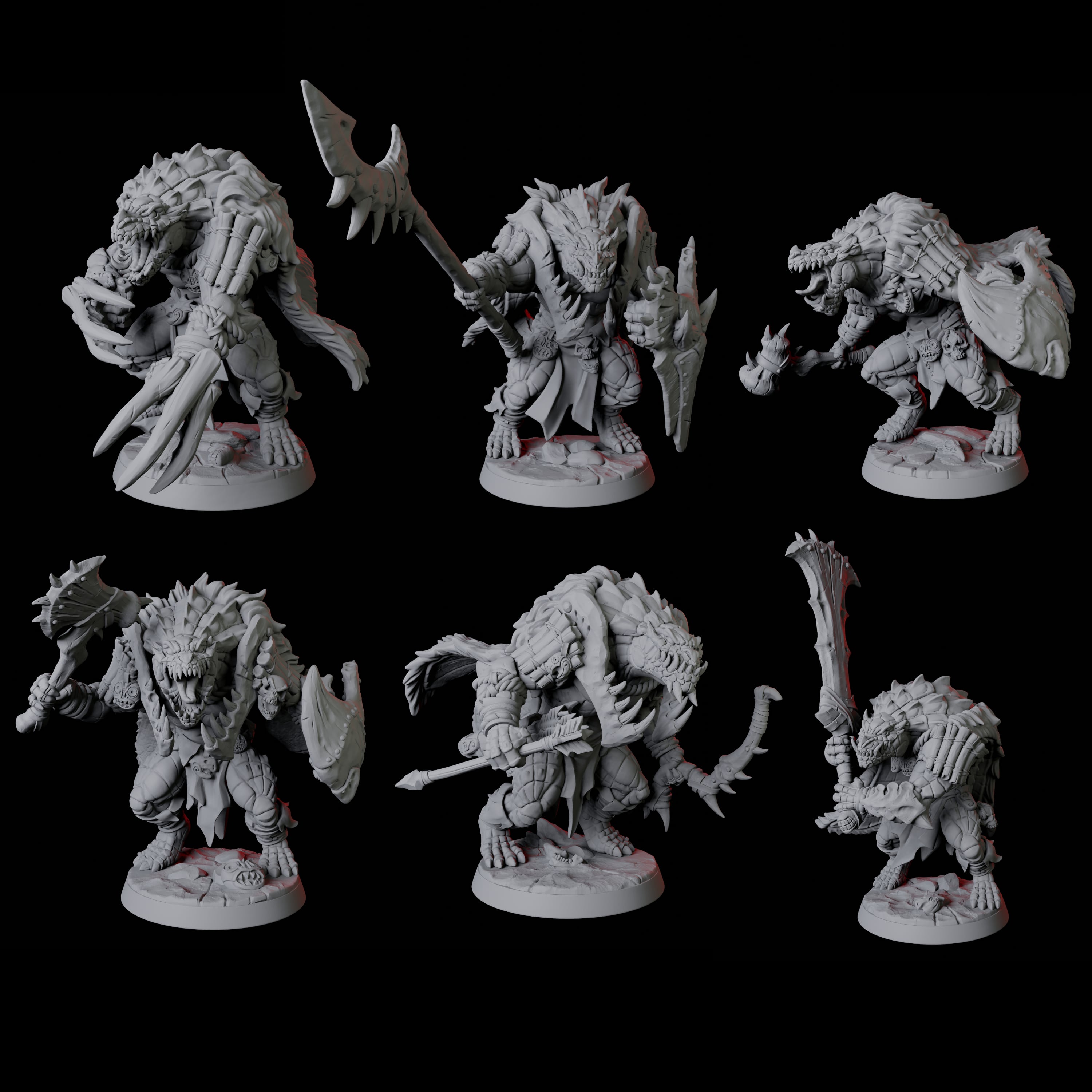 Six Powerful Frost Lizardfolk Miniature for Dungeons and Dragons, Pathfinder or other TTRPGs