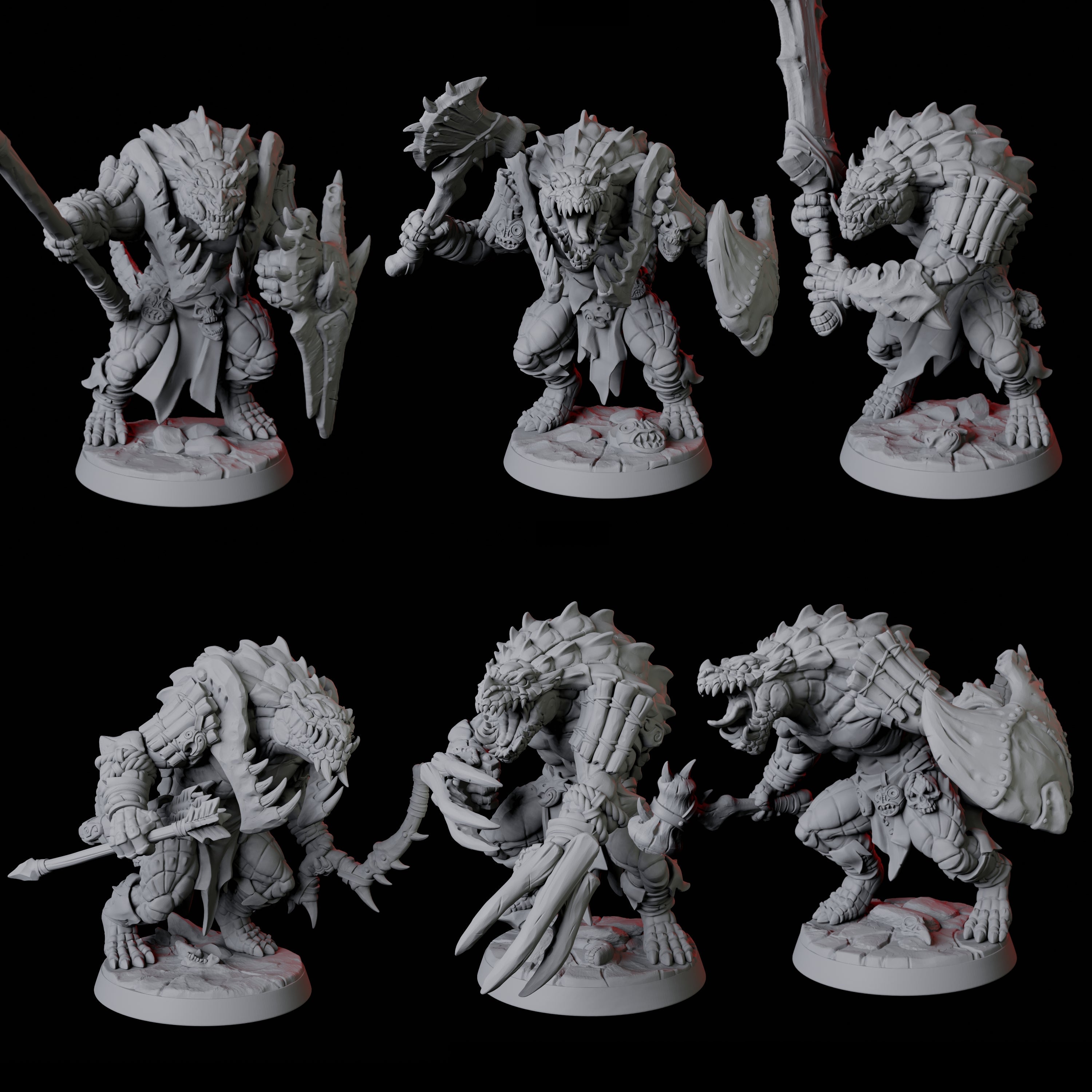 Six Powerful Frost Lizardfolk Miniature for Dungeons and Dragons, Pathfinder or other TTRPGs