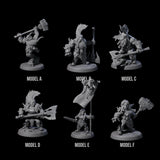 Six Raging Berserker Dwarves Miniature for Dungeons and Dragons, Pathfinder or other TTRPGs