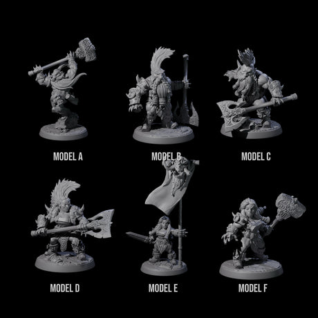 Six Raging Berserker Dwarves Miniature for Dungeons and Dragons, Pathfinder or other TTRPGs