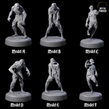 Six Restless Zombies Miniature for Dungeons and Dragons, Pathfinder or other TTRPGs